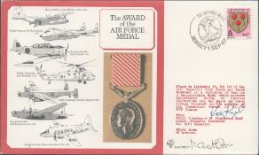 Rod Learoyd and M Chatterton Signed The Award of the Air Force Medal Cover. Jersey Stamp and 1