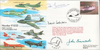 Don Lucey, David Lockspeiser and John Simmonds Signed Hawker P. 1052 FDC. British stamp with 19