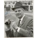 John Rickman signed 10x8 black and white photo. Rickman was a famous Horse Racing commentator in the