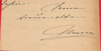 Duchess Marie of Mecklenburg-Strelitz Signed Foot of a Letter in Black ink. Duchess Marie of
