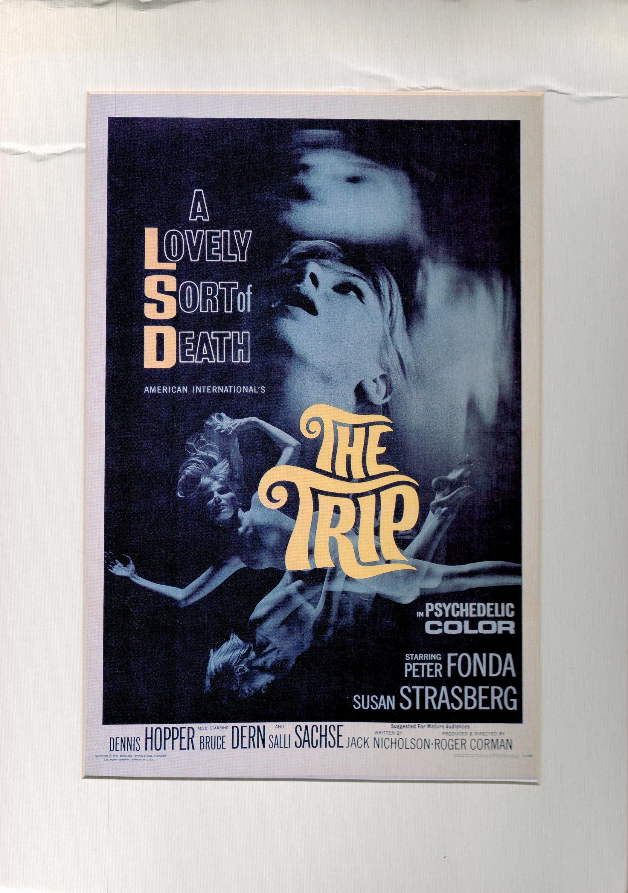 The Trip Starring Peter Fonda Colour Magazine Cutting Attached to Board, Further Attached to Card.