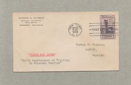 300th Anniversary of Printing in Colonial America FDI PM New York Sep 25 9-AM 1939 N. Y. Good