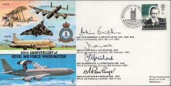 RAF Four Signed 80th anniversary of RAF Waddington FDC. Signed by AVM LA Griffiths, Grp Cptn J