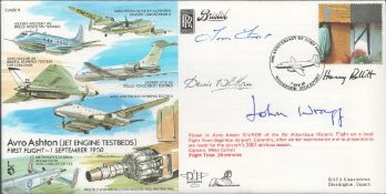 Tom Frost, Harold Pollitt, and 2 others Signed Avro Ashton FDC. British stamp with 1 Sept 2000