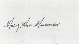 Historical Witness, Mary Ann Moorman signed 3x5 promo card. Good condition. All autographs come with