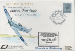 WW2 RAF Pilot Alasdair Steedman Signed Golden Jubilee 50th Anniv Spitfire's 1st Flight FDC.