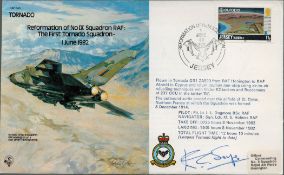 Sqn Ldr JD Melrose and F/O ECD Selfe Signed Reformation of IX Squadron RAF FDC. Jersey Stamps with 1