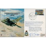 Sqn Ldr JD Melrose and F/O ECD Selfe Signed Reformation of IX Squadron RAF FDC. Jersey Stamps with 1