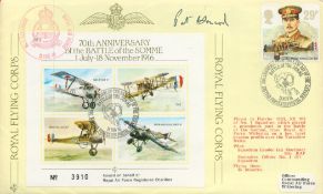 RAF WW2 P W Hancock DFC signed '70th Anniversary of the Battle of the Somme' FDC. 1ST July - 18th