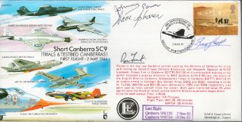 Four Signed Short Canberra SC9 First Flight 2nd May 1961 FDC. Signed by Johnny Power, Ron Frost,