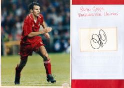 Footballer Ryan Giggs Manchester United 10x8 coloured photo with signed white page. Good