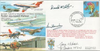 Sir Donald McCallum, Len Houston and George McIntosh Signed Radar Equipped Meteor FDC. British Stamp