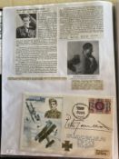 WW2 BOB fighter pilots Peter Townsend 85 sqn signed Edward Mannock VC cover fixed with biographies