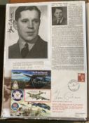 WW2 BOB fighter pilot Tom Gleave 253 sqn signed photo and 50th ann BOB cover fixed with biography