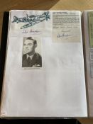 WW2 BOB fighter pilot John Hewson 636 sqn signatures x 2 fixed with biographies to A4 pageGood