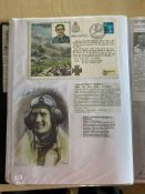 WW2 BOB fighter pilot Michael Croskell signed RAF cover and print fixed with biographies to A4