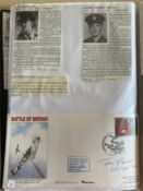 WW2 BOB fighter pilot John Bisdee 609 sqn signed BOB cover fixed with biographies to A4 pageGood