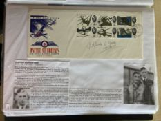 WW2 BOB fighter pilot Clifford Gray 43 sqn signed 1965 BOB FDC fixed with biographies to A4 pageGood