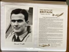 WW2 BOB fighter pilot Edward Wells 249 sqn signed 7 x 5 photo fixed with printed biography to A4