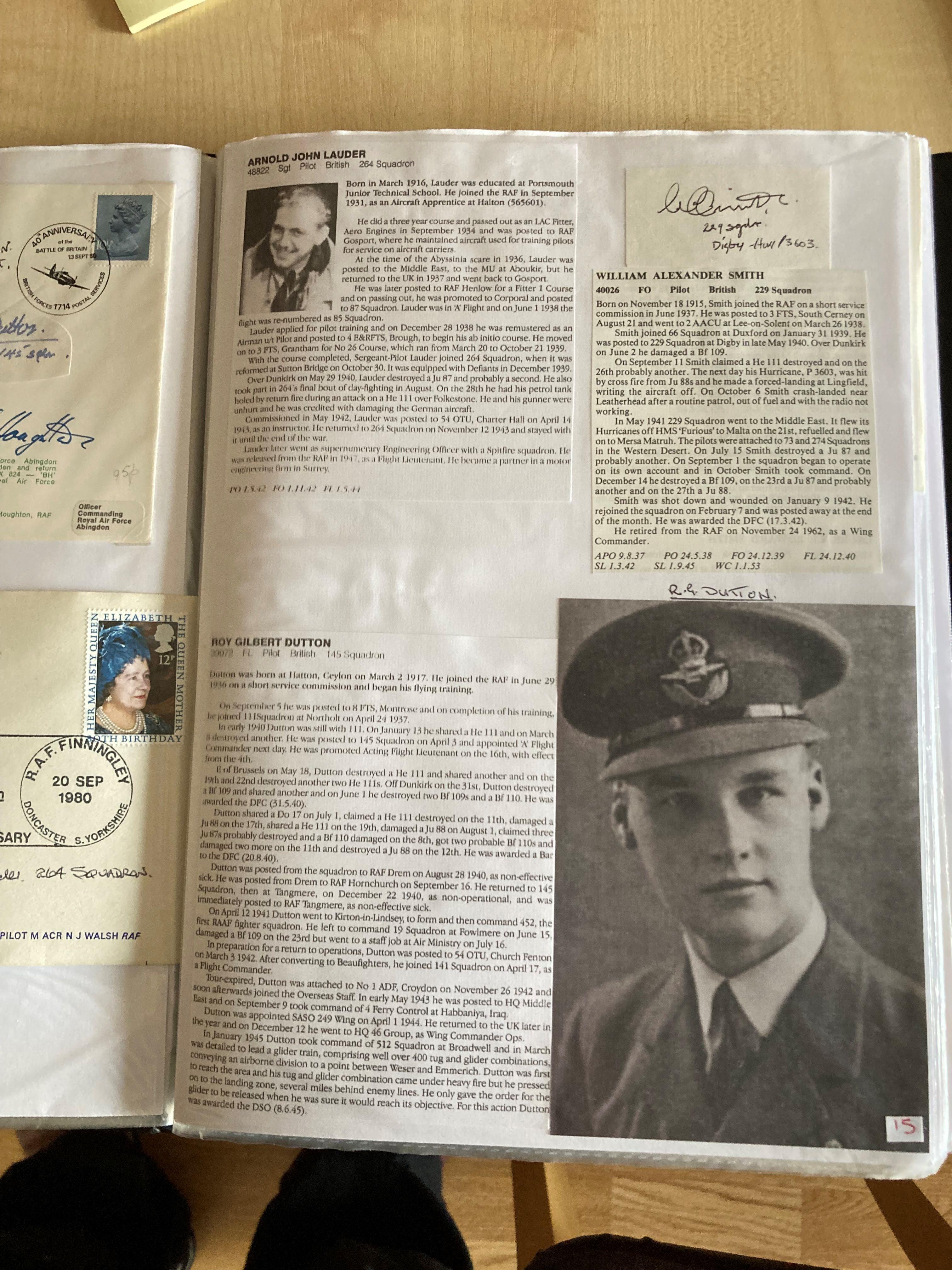 WW2 BOB fighter pilots Arnold Lauder 264 sqn, William Smith 229 sqn and Roy Dutton 145 sqn signed - Image 2 of 2
