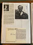 WW2 BOB fighter pilot Blair Russel 1 sqn signed card and photo fixed with biography to A4 pageGood