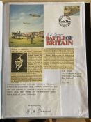 WW2 BOB fighter pilot Bernard Brown 610 sqn signed BOB cover fixed with biographies to A4 pageGood