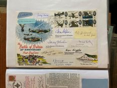 WW2 Nine BOB fighter pilots signed labels fixed to 1965 BOB FDC with Fareham CDS postmark.
