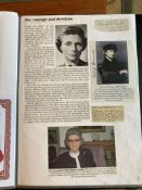WW2 BOB WAAFs Felicity Peake MM and Avis Hearn MM signatures fixed with biography to A4 pageGood