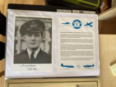 WW2 BOB fighter pilot John Sykes 64 sqn signed 7 x 5 b/w photo fixed with printed biography to A4