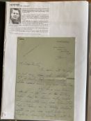 WW2 BOB fighter pilot Roy Mottram 92 sqn hand written letter fixed with biography to A4 pageGood