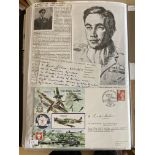 WW2 BOB fighter pilots Harold Bird-Wilson signed 50th ann BOB cover, A4 profile print and copies