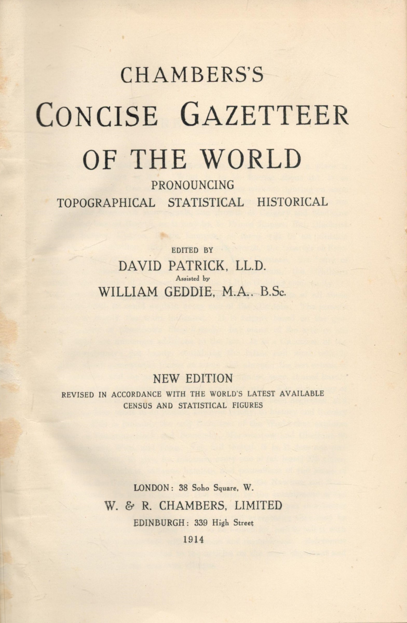 Chamber's Concise Gazetteer of the World. Topographical, statistical, historical. Edited by David - Image 2 of 2