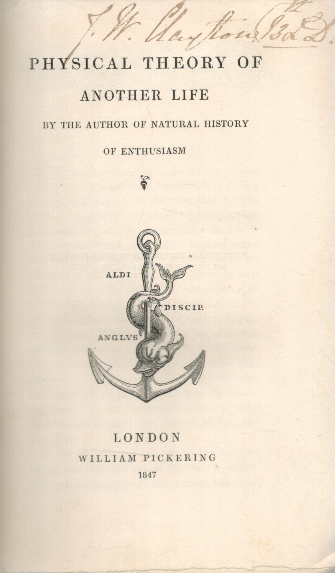 Physical Theory of Another Life. By the author of Natural History of Enthusiasm. Published by - Image 2 of 3