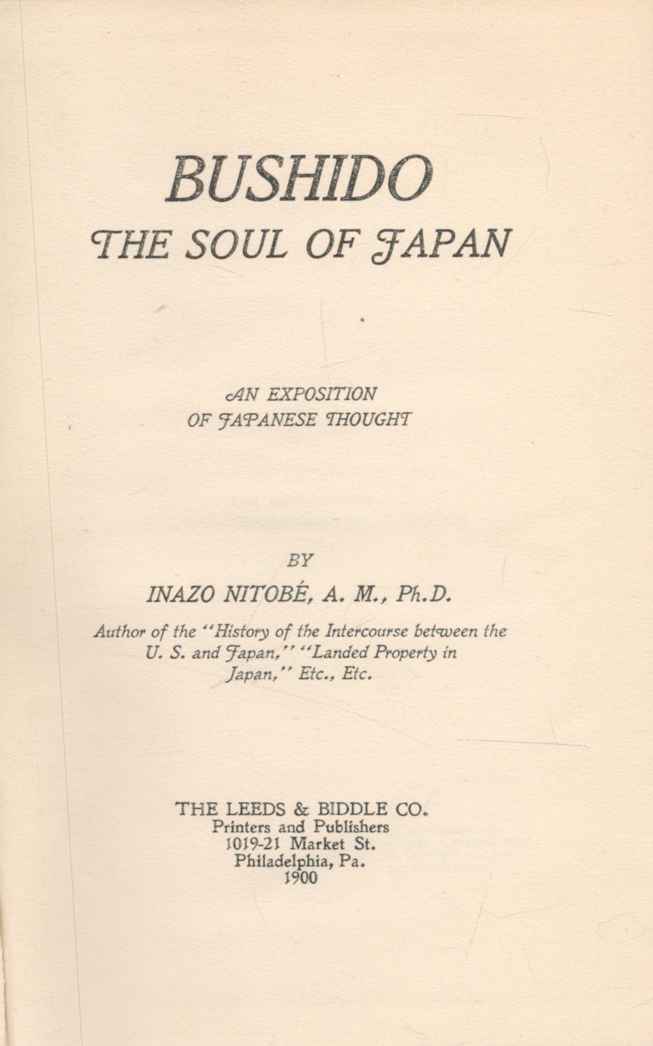 Inazo Nitobé A. M. Ph. D. Bushido. The Soul of Japan. An exposition of Japanese thought. By Inazo - Image 2 of 3