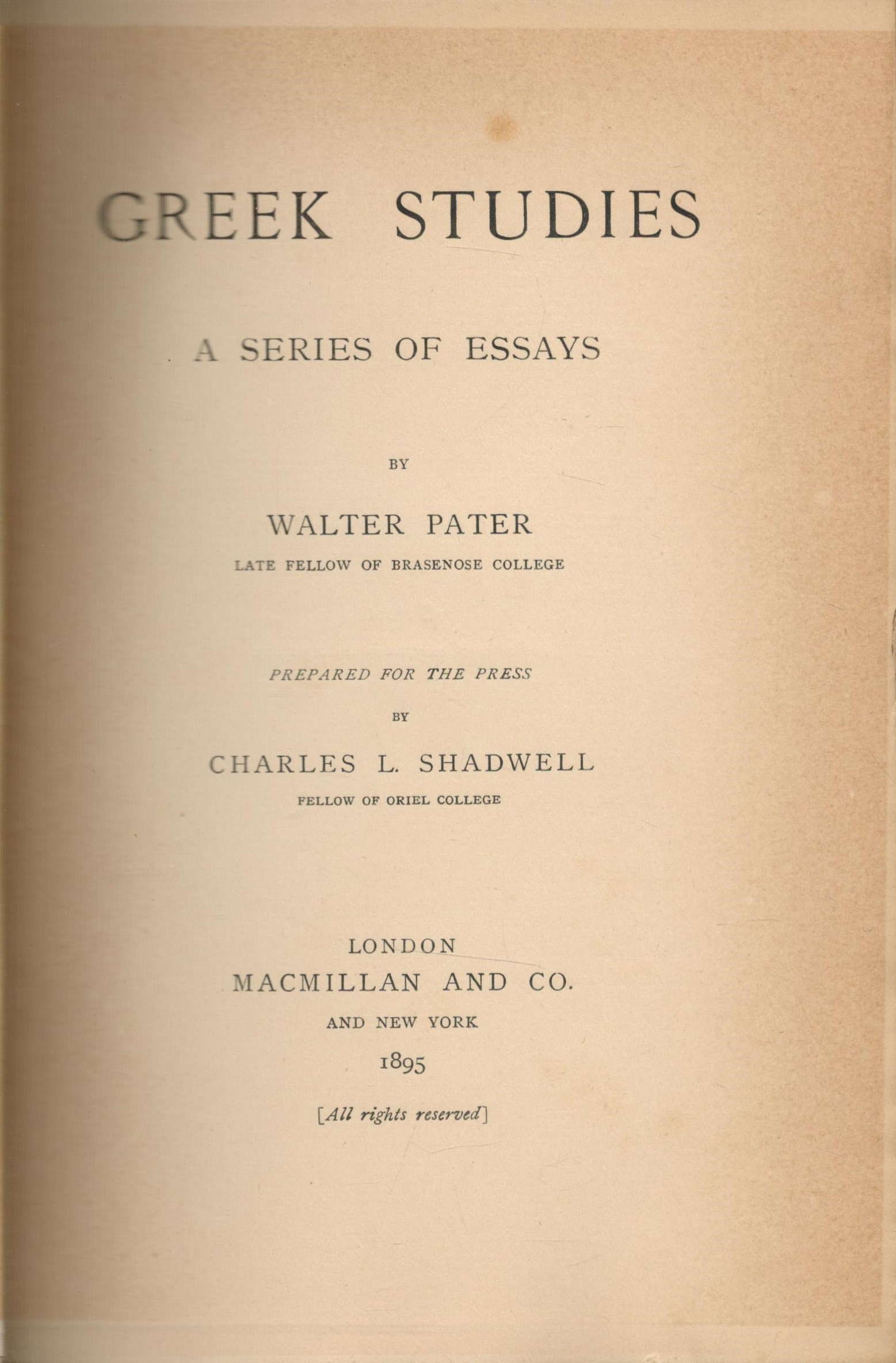 Walter Pater This is a ten-volume matching set of works by Walter Pater. This ten set of matching - Image 4 of 4