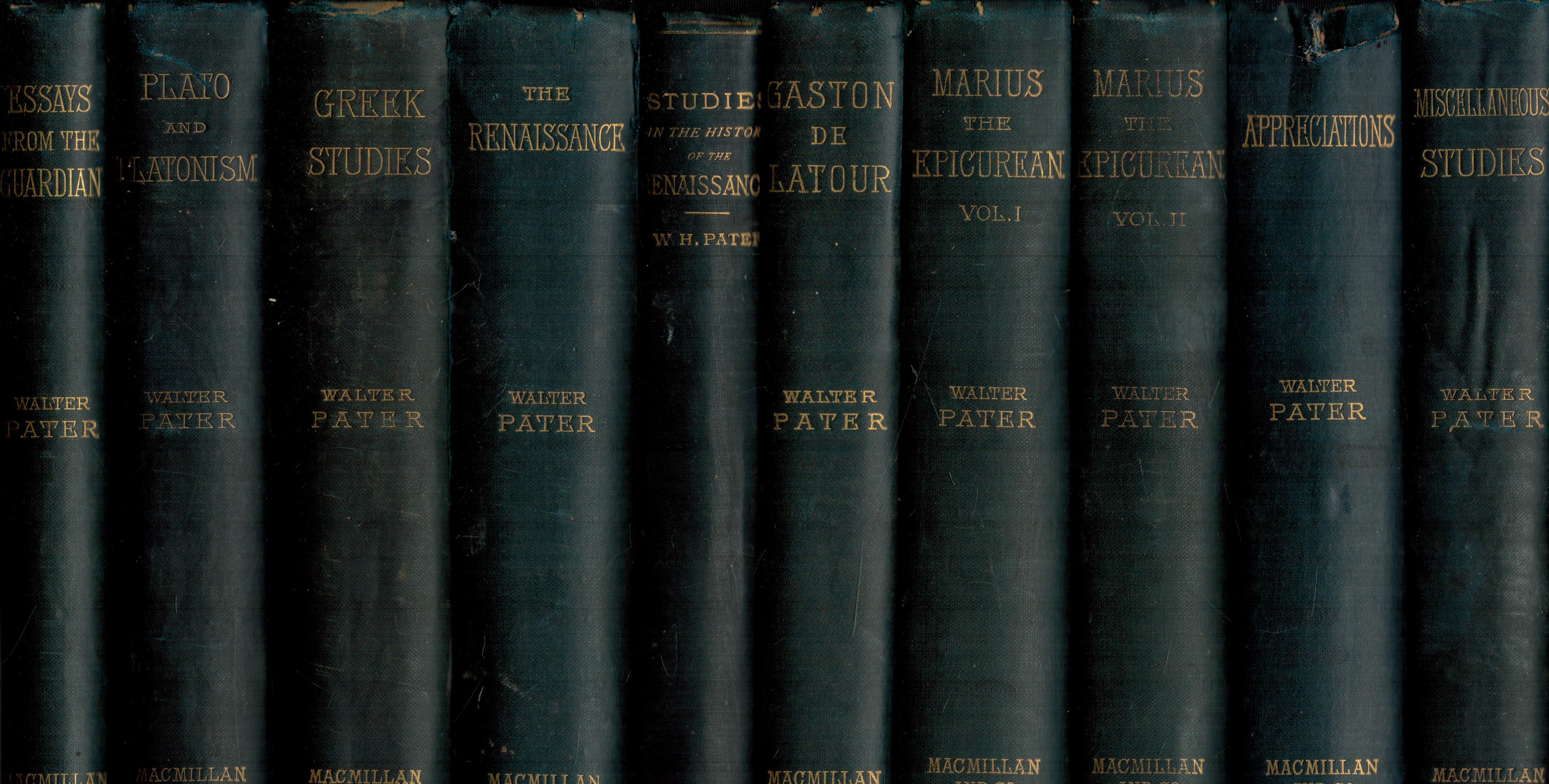 Walter Pater This is a ten-volume matching set of works by Walter Pater. This ten set of matching