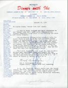 Dwight D. Eisenhower Signed Michigan's Dinner With Ike TLS Dated January 29th 1964. Signed on the