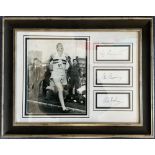 Roger Bannister, Chris Chataway and Chris Brasher Signed Signature Pieces, Mounted Professionally