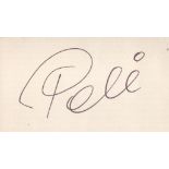 Pele signed business 4x2 business card and pottery item rare full signature obtained on a business