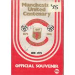 Manchester United legends multi signed Centenary 1878-1978 v Real Madrid programme signatures