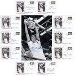 Football Autographed West Ham United 1980 : B/W Depicting Captain Billy Bonds Holding Aloft The Fa