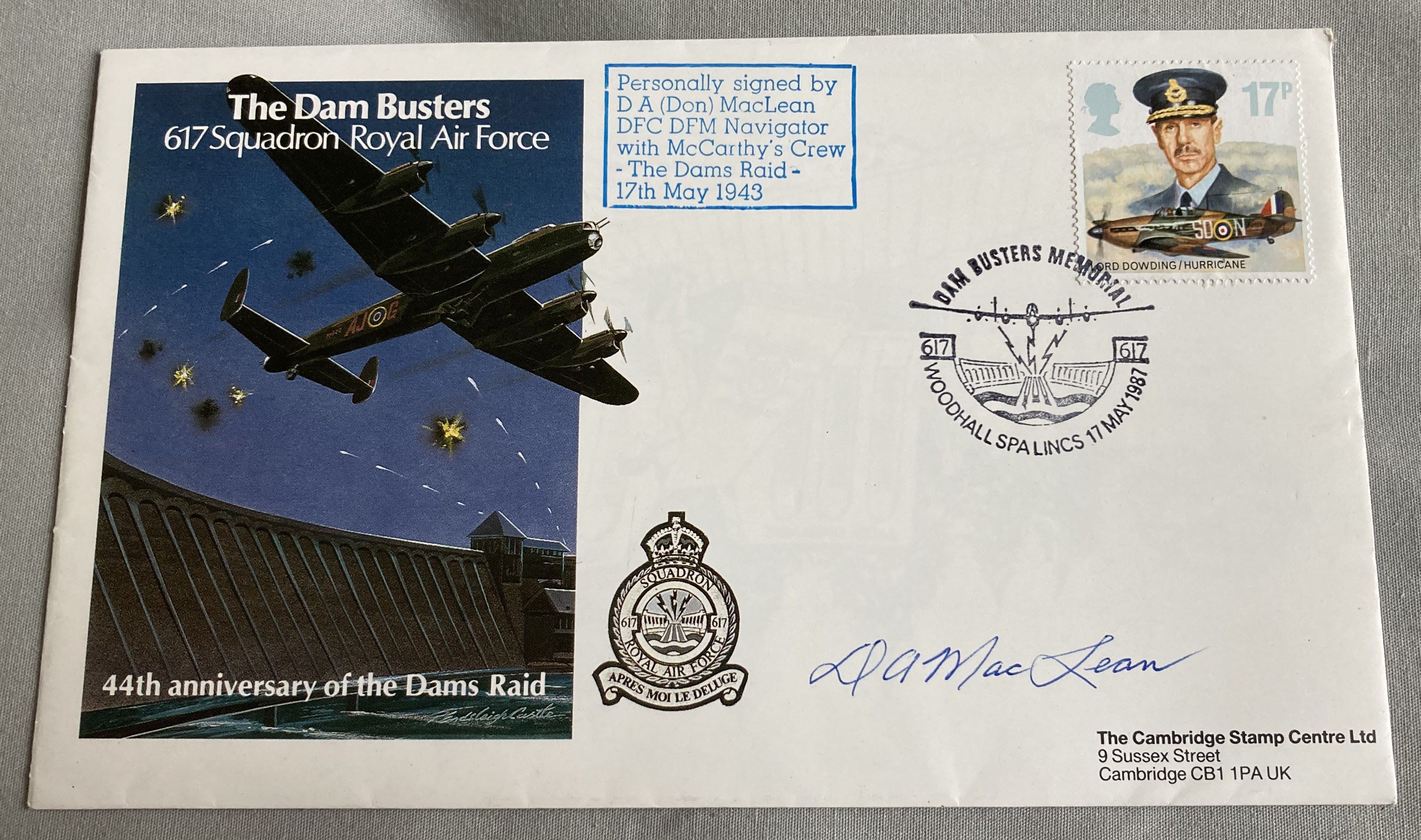 WW2 Dambuster D A Don MacLean DFC DFM McCarthys Crew on the raid 1943 signed 44th ann of the Dams