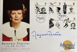 Margaret Thatcher Former Prime Minister Signed First Day Cover. Good condition. All autographs