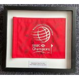 Golf multi signed WGC HSBC Champions 2010 Tournament 23x21 mounted Flag display 13 fantastic