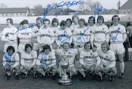 Football Autographed Leeds United 1974 12 X 8 Photo : B/W, Depicting A Wonderful Image Showing The