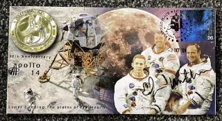 NASA Astronaut Apollo 14 moonwalker Dr Edgar Mitchell signed Space 2002 postmarked cover.