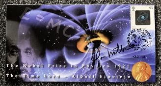 NASA Astronaut Apollo 14 moonwalker Dr Edgar Mitchell signed Space Nobel Prize 2001 postmarked