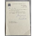 Outspoken Politician Enoch Powell typed signed letter. Good condition. All autographs come with a