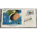 Joe Kittinger signed 1983 Gambia FDC comm. The first parachute descent 1797. Good condition. All