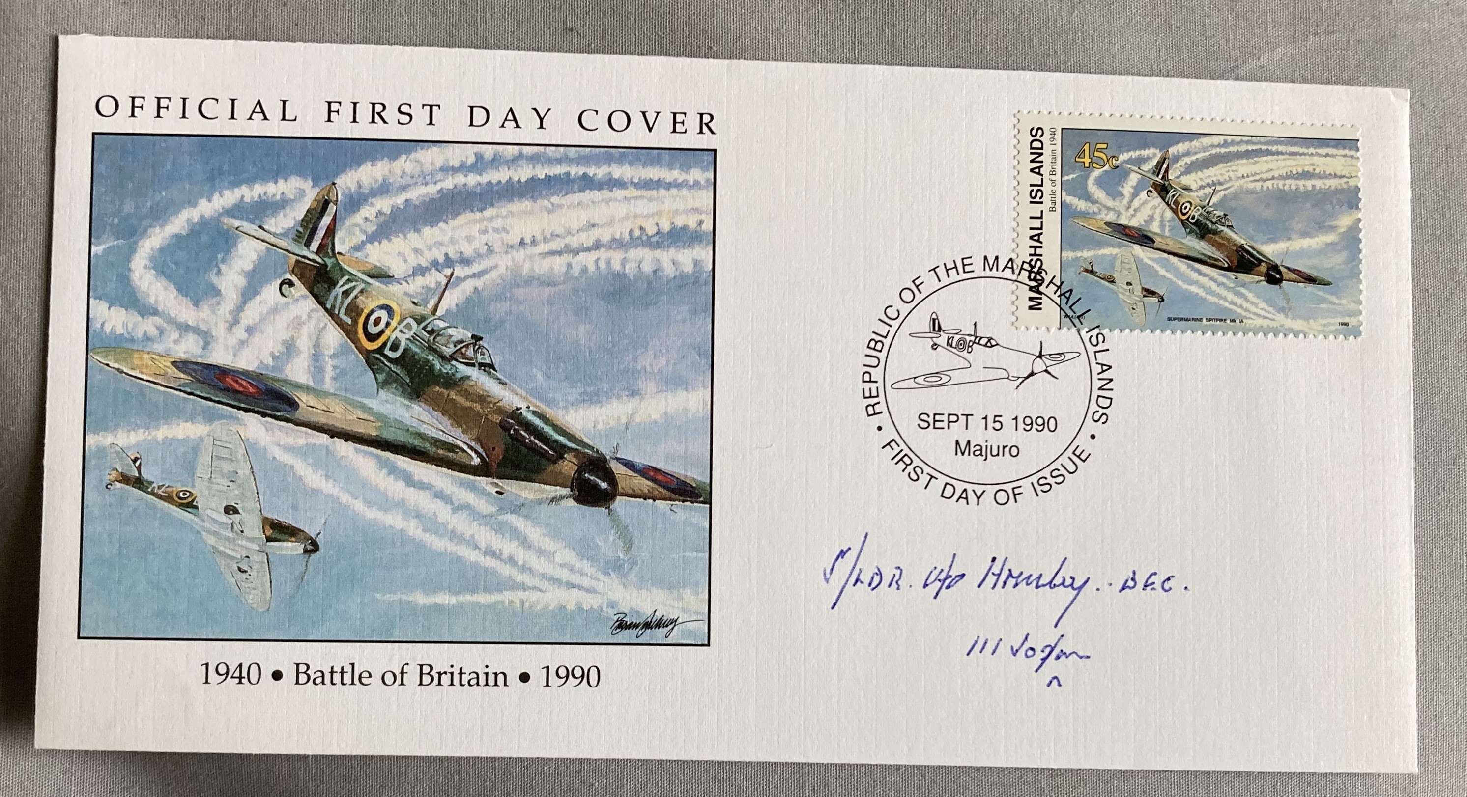 WW2 Rare Battle of Britain pilot Otkar Hruby 111 sqn signed 50th ann BOB FDC. Dont miss our Battle